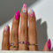 24pcs Almond False Nails - Hot Pink Press On Nails Short - Flower Design Rose Red Short Fake Nails - Soft Gel Oval Acrylic nails Press On - Full Cover Spring Summer Stick On nails For Women