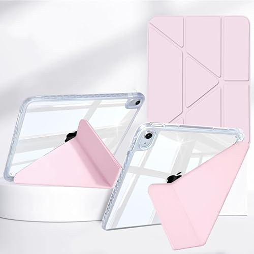 Rosbtib Coque pour iPad (A16) 11 Génération 11 Modèle 2025/ iPad 10 Génération 10.9 Modèle 2022, Pochette à Rabat Multi-Vues, Dos Transparent Antichoc avec Porte-Stylo, Rose