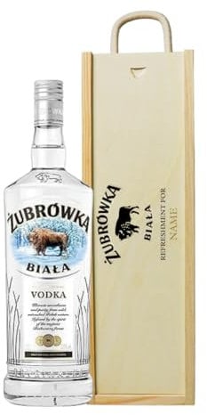 Personalised Żubrówka Biała Polish Vodka Gift Set with Wooden Box – Smooth Grain 70cl – Ideal Alcohol Gift Set for Men or Women – Premium Present with Personalised Keepsake Box