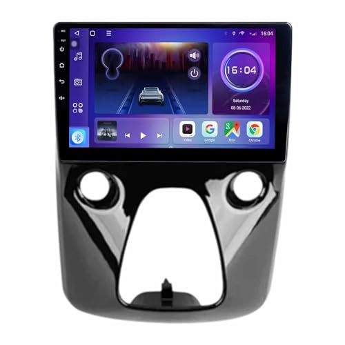 10 Zoll Android 14 Touchscreen Bildschirm Autoradio 2 Din für Toyota Aygo Peugeot 108 Citroen C1 2014 - 2021 mit Kabellosem Carplay Bluetooth GPS Navi Lenkradsteuerung Rückfahrkamera(F2 (4+64G))