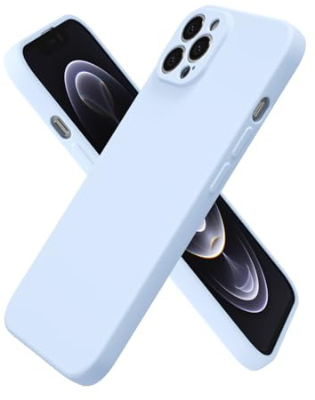 oakxco for iPhone 12 Pro Case Silicone, Ultra Slim Thin Phone Case for Women Girls, Plain Solid Color Minimalist Aesthetic Cute Girly Design, Soft Rubber Gel TPU with Camera Cover, Light Blue