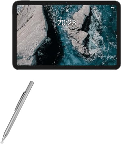 BoxWave Stylus Pen Compatible With Nokia T20 - FineTouch Capacitive Stylus, Super Precise Stylus Pen - Metallic Silver
