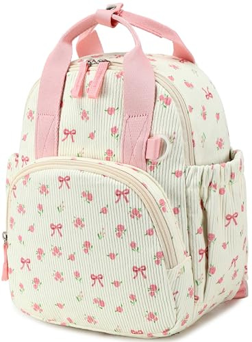 LEDAOU Kinderrucksack, Wasserdicht, für Kinder 2-4 Jahre, Kita und Schule, Jungen und Mädchen (Kleine Blumen Beige)