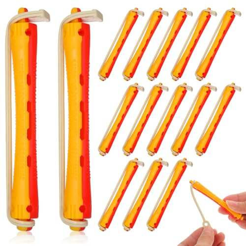 Healvian 24 Pièces Bigoudis Permanente Avec Élastique Rouleaux De Cheveux Pour Boucles Ondulées Tiges De Perm Pour Cheveux Courts Outils De Coiffure Diy Pour Femmes Hommes Et Salon
