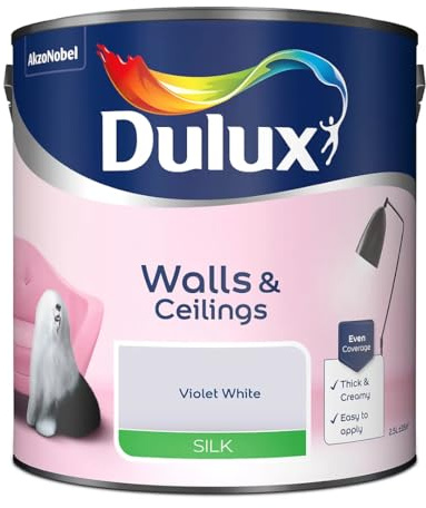 Violet White & Ceilings Silk Emulsion Paint 2.5 L – Smooth Washable Silk Finish, Quick Dry, Low-VOC, Easy Application for Interior Walls & Ceilings