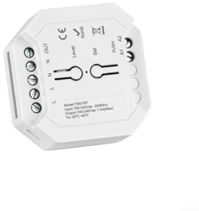 AC Triac Dimmer Schalter zur Steuerung dimmbarer LED-Treiber, 110-240 V, 154 W @110 V für 308 W @220 V, kompatibel mit LED/Incandescent/Halogen, Push-Taste & Fernbedienung(2.4G RF)