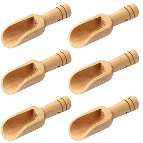 6 Pcs Small Wooden Spoons,Durable Children Washing Powder Wooden Scoop,Universal Mini Bamboo Spoons for Salts,Teaspoons Laundry Natural Spoon for Honey,Spices,Candy,Tea Powder,Bath