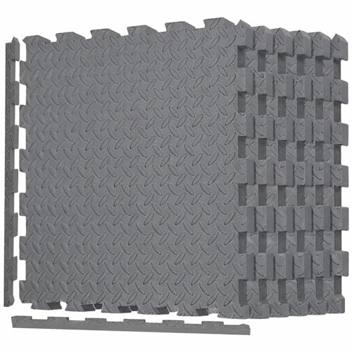 Exercise Mat EVA Interlocking Foam Floor Tiles for Home Gym, Mat for Home Workout Equipment, Workshops Under Pool, Hot Tub, Garage, Garden, Play Area Puzzle Flooring (Grey, 48 Tiles (192 SQ FT))