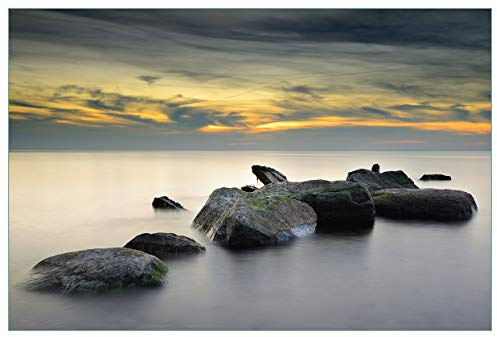 Wallario Küchenrückwand selbstklebend 90 x 60 cm, Motiv: Mystische Felsen im Meer | Spritzschutz abwischbar & pflegeleicht