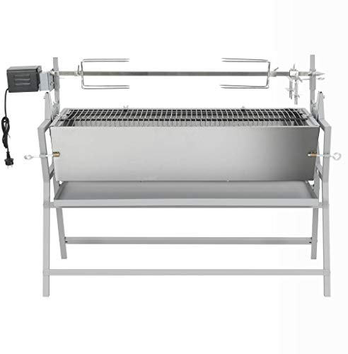 Barbecue con spiedo girevole in ferro e acciaio inox, griglia elettrica con griglia da 106,5 x 51,5 cm, forno da tavolo per grigliare, arrostire, cuocere, campeggio e cucina, salvaspazio, con funzione