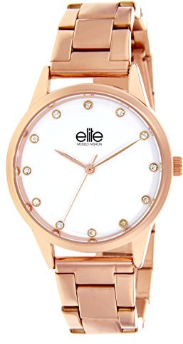 Elite Damen Analog Quarz Uhr mit Edelstahl Armband E55044-801