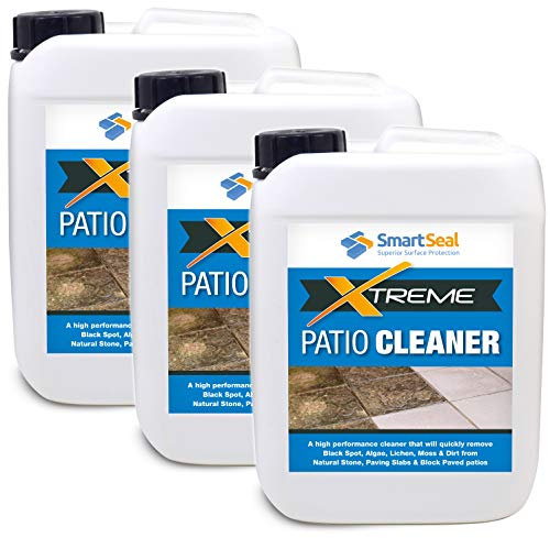SmartSeal Patio Cleaner Xtreme - Powerful Easy To Apply Patio Cleaner Fluid - Highly Concentrated Patio Black Spot Remover and Paving Slab Cleaner - Eradicate Stubborn Patio Black Spots (3 x 5 Litre)