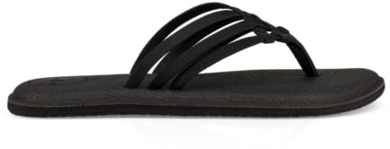 Sanuk Women's Yoga Salty | Flip Flops for Women | Yoga Sandals for Women | Memory Foam Footbed, Schwarz, 37 EU