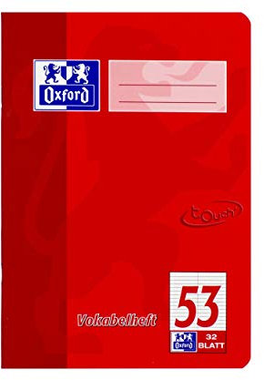 Oxford Vokabelheft, A5, Lineatur 53 (2 Spalten), 32 Blatt, rot, 10 Stück