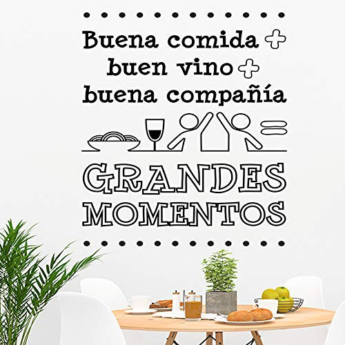 Docliick® Frase Vinilo para cocina o restaurante BUENA COMIDA + BUEN VINO.. Vinilos decorativos Docliick DC-19102 (Vinilo de corte, 60x42cm)