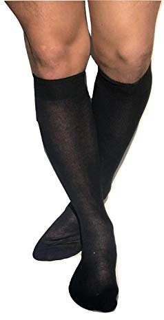 DREAM SOCKS Calze da uomo lunghe in pregiato cotone 100% FILO SCOZIA,Liscio o a Coste. ((43-46, 6 X BLU LISCIO)