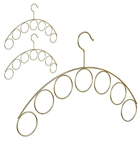 3 x Kleiderbügel, Schalhalter, edles Design, Bügel für Bluse, Schal, Tuch, Accessoires, 3 mm dünn, Metall, Gold