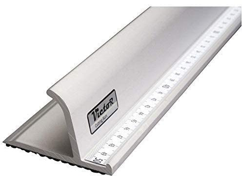 Victor Bar Schneidelineal 30cm aus Aluminium Profi-Ausführung rutschsicher - Metall Lineal - Aluminium Lineal 30cm - Schneidelineal mit Stahlkante - Stahllineal 300mm - Schneiderlineal