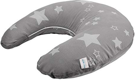 Bio Stillkissen Stillmond mit Bezug 100% Bio-Baumwolle (kbA), Kapok Füllung, Sterne Grau
