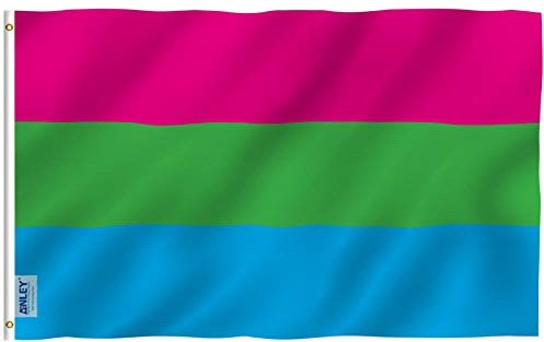 Anley Fly Breeze 3 x 5 Pieds Drapeau de fierté polysexuelle - Couleurs Vives et résistant à la décoloration UV - en-tête de Toile et Double Couture - Drapeau de fierté polysexuelle