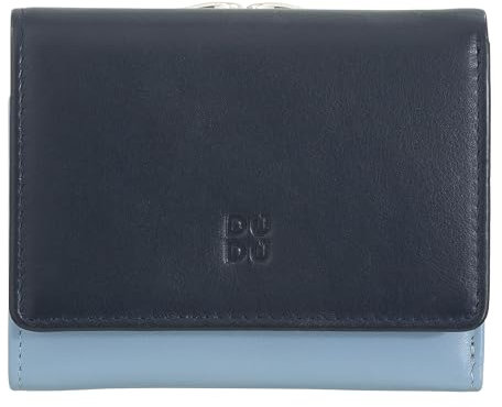 DUDU Portefeuille Femme Petit en Cuir RFID avec Portemonnaie Fermoir clic clac Compact 6 Porte-Cartes Navy