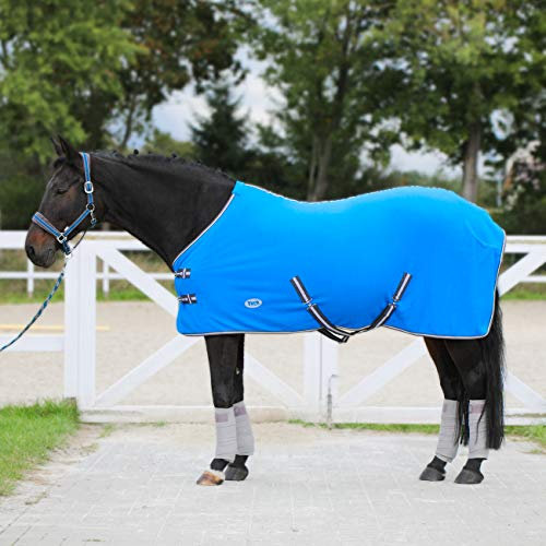 York Polarfleecedecke Abschwitzdecke Fleecedecke Pferdedecke Britta m. Kreuzgurt (135 cm, blau)
