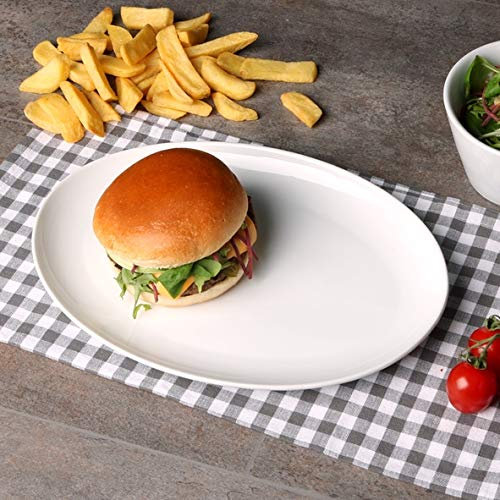 Holst Porzellan Oslo Set di 6 Piatti per Hamburger in Porcellana, ovali, 30 x 21 cm, Bordo Alto per Sei Persone, Bianco
