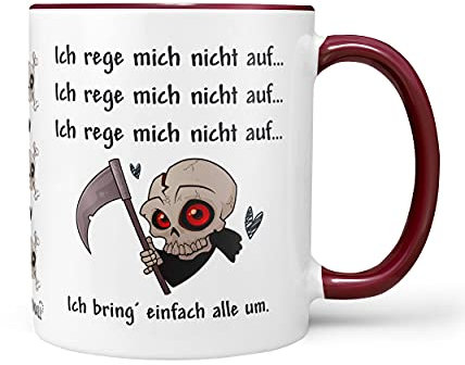 Sunnywall® Tasse Kaffee Der Tod Reaper Ich reg mich nicht auf Tasse Lieblingstasse Geburtstags-Tasse Geschenk-Tasse inkl. Geschenkkarte