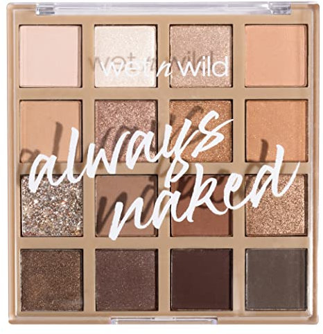Wet n Wild Always Naked Eyeshadow Palette, Neutrale und Verblendbare Lidschatten mit Matten, Schimmernden und Glitzernden Finishes, Lidschatten-Palette mit 16 Hochpigmentierten Farben