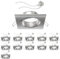 ledscom.de 12 Stück Deckeneinbaurahmen RIR Einbaurahmen chrom matt eckig schwenkbar (LED/Halogen/MR16/50mm) inkl. GU5.3 Fassung