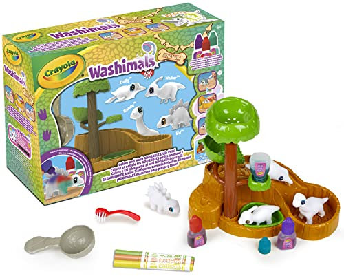 CRAYOLA 74-7501 Washimals Dinosaurier, Wasserfall-Set, waschbare Filzstifte und Ausmalfiguren, prähistorische Atmosphäre, kreatives Spiel und Geschenk für Kinder, ab 3 Jahren, Multicolor, 926008.004