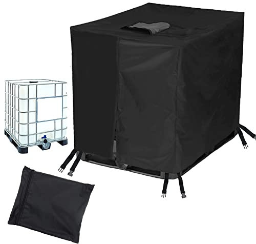 Timisea IBC Tank Abdeckung, Wassertankabdeckung, Wasserbehälterabdeckung, Schwarze Plane für Wassertank 1000L, Plane Schutzhülle Schutzhaube Passend für IBC Tankcontainer Regenwassertank