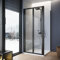 ELEGANT 900 x 700 mm Black Bifold Shower Enclosure Screen Cubicle with Tray and Waste
