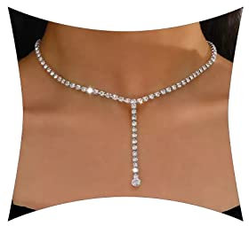 Wendalern Boho Kristall Choker Halskette Silber Strass Anhänger Halskette Kristall Y Lariat Halsketten Cz Tennis Kette Halskette Schmuck Für Frauen Und Mädchen