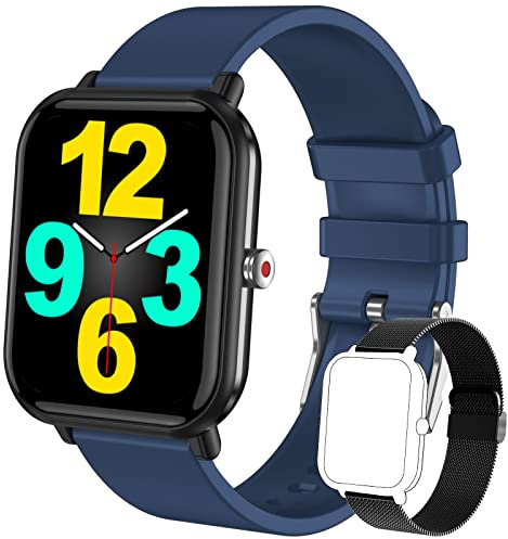 Smart watch per uomo donna, fitness tracker sportivo 1.7 Touch Screen Smartwatch IP68 orologio impermeabile, frequenza cardiaca/temperatura corporea/contapassi, tracker attività per iPhone Android