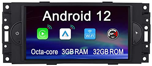 ACAVICA 8-Core 3+32GB Android 12 Radio für Jeep Dodge Ram Chrysler 7 Zoll Autoradio Sat NAV mit GPS Navigation Wireless Carplay Android Auto WiFi Bluetooth (Radio für Jeep Dodge Ram Chrysler)