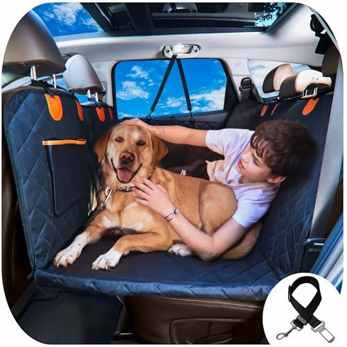 Trio Gato Backseat Extender for Dogs. Car seat Cover with Hard Reinforced Bottom & Mesh. Heavy Duty Hammock, Large Side Flaps- Full Car/SUV Protection- Doors, Backseat & Floor. Waterproof, Washable