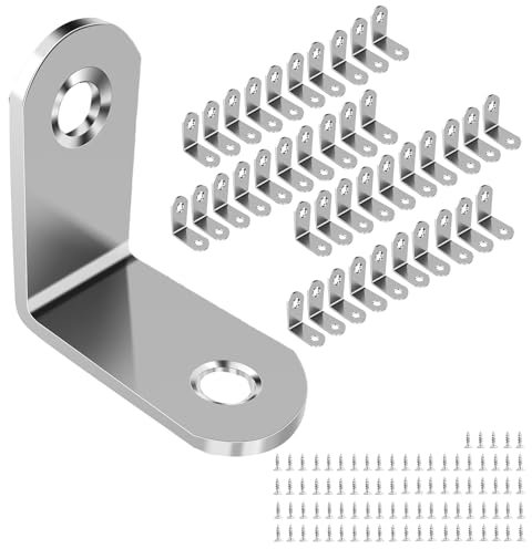 shinfly Winkelverbinder, 40 Stück 30 x 30 mm, Winkel Metall 90 Grad mit 85 Stück Schrauben, Edelstahl MetallWinkel L Klammern, für Möbel, Stuhl, Tisch, Fenster, Winkel Bracket