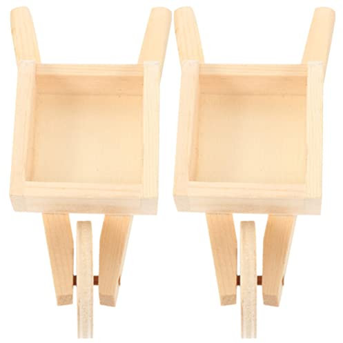 Zerodeko 2stücke Mini Schubkarre Aus Holz Puppenhaus Miniatur Modelle Dekorative Holz-Wagen Für Kinderzimmer Fotografie Requisiten Realistisches Design Für Kreative Dekoideen