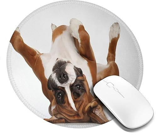 Mauspad Boxer Hund Mauspads für Schreibtisch mit rutschfester Gummiunterseite Büro Computer Rund Mousepad Mauspad für Home Office Schreibtisch Zubehör