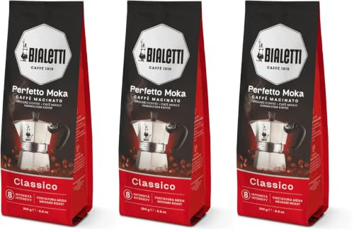 Bialetti Perfetto Moka Caffè Macinato, Classico - 1 x 250 gr (Confezione da 3)