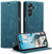 Casecret Coque pour Samsung Galaxy A24 4G Etui Housse Premium en Cuir avec Magnetique Protection Pochette Porte Cartes Portefeuille Mince Wallet Rabat Clapet Case Étui pour Samsung A24 4G - Bleu Vert