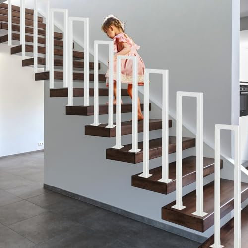 Rampe d'escalier intérieure et extérieure, balustrade pour escaliers en forme de U, main courante d'escalier (sécurité + décoration), main courante pour escaliers, noir mat, moderne pour villas,