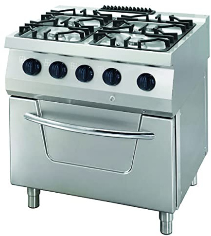 Maxima Gastro Heavy Duty Herd - 4 Brenner - Doppeleinheit - 70 cm Tief - mit Ofen - Gas