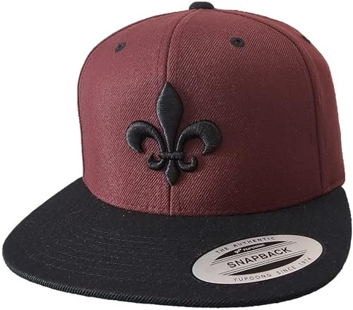 Baddery Cap Flexfit Snapback : Fleur de Lis - Kappe Herren & Damen (Maroon-Black One Size)