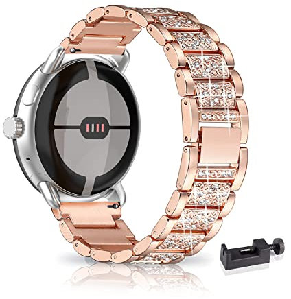 Armband Kompatibel mit Withings (NOKIA) ScanWatch 38mm Armband Edelstahl Für Damen Herren Elegant Glänzend Metall Uhrenarmband Für Withings (NOKIA) ScanWatch 38mm (Roségold)