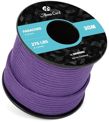 Abma Cord Paracord 275 Tactical 2.4mm Parachute Cord 4 Strands Nylon Rope - Max. 125kg (280lbs) - Purple, AC-CS24430-PURPLE