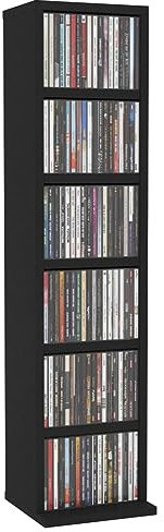 Gecheer Armoire CD/DVD en Bois D'ingénierie - Meuble de Rangement Avec 6 Compartiments, Étagère pour Salon Chambre Bureau 21 x 20 x 88 cm