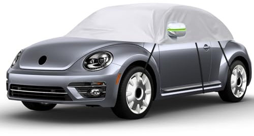 Autoabdeckung Wasserdicht Ersatz für VW Beetle 1998-2019, Sonnenfest Hälfte Autoabdeckung, Halbgarage UV Beständige Halbe Auto Abdeckplane Staubdicht Schneefest Outdoor Indoor