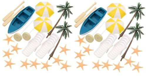 UPKOCH 34stücke Teiliges Miniatur Stranddekorationsset Mini Liegestühle Schirme Und Accessoires Für Puppenhaus Garten Und Kreative Fotografie Für -projekte